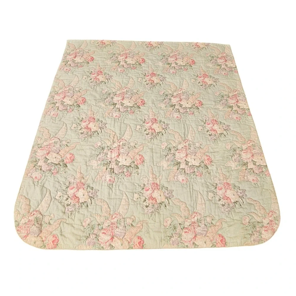 Calico Corners Floral Quilted Bedspread Full Queen Comforter Cottagecore Country